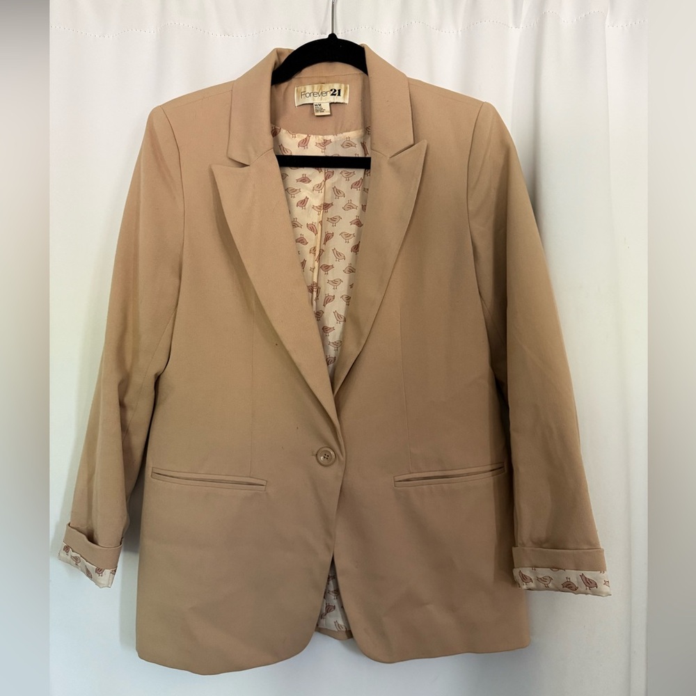 Forever 21 Tan Blazer with Notched Lapels